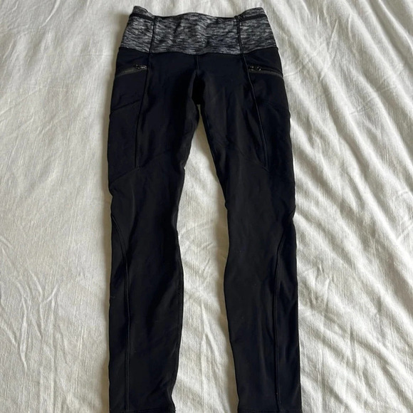 lululemon athletica Pants - Lululemon black zipper leggings size 2